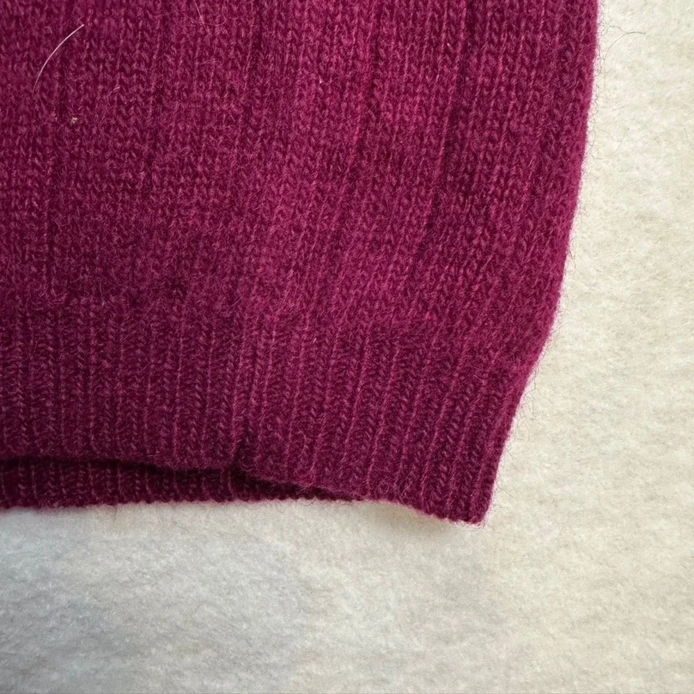 Vintage Outlander Studio Lambswool Angora Cable Knit Polo‎ Sweater Dress Pink M